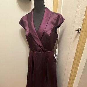 Adrianna Papell Deep Purple Midi Dress high low cocktail dress nwt